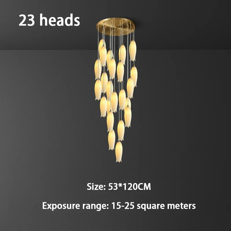 lustre en céramique tulipe pour lampe suspension led rotation duplex