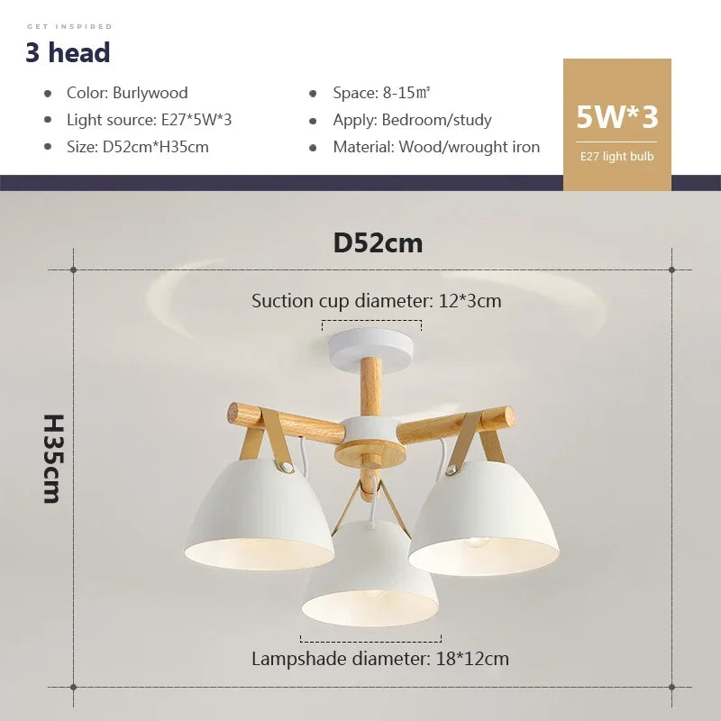 Lustre Led en bois nordique