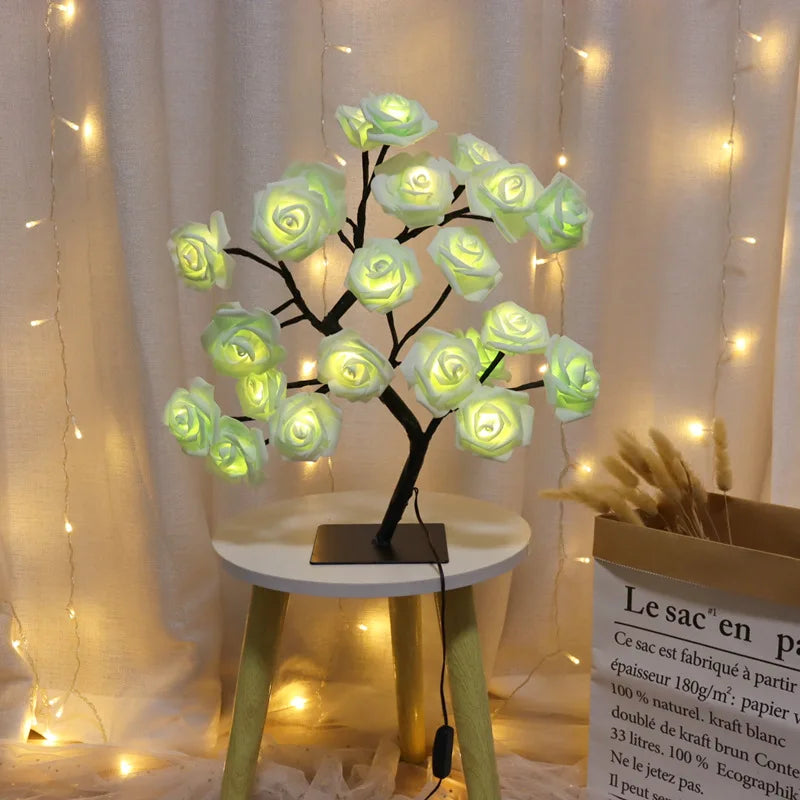 lampe de table led arbre cerisier cristal veilleuse nordique