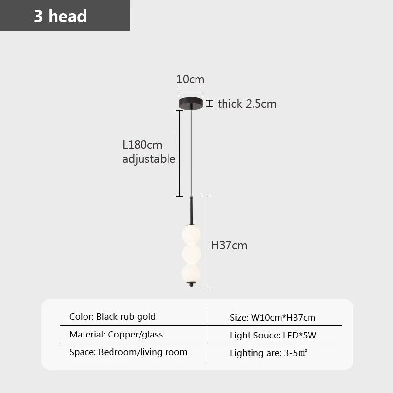 Suspension en verre nordique LED cuivre vent gourde 3-8 tête chevet suspendu décor lampe pour étude chambre salon éclairage