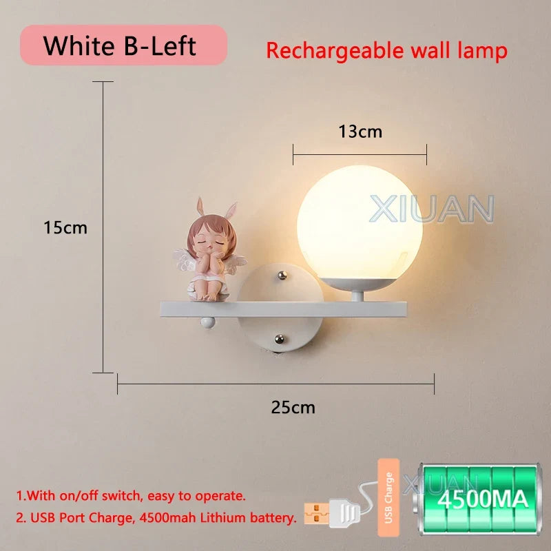 applique murale rechargeable en résine pour chambre d'enfant décorative