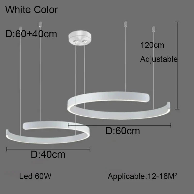 lustre à anneau en c design allemand avec couleurs changeantes