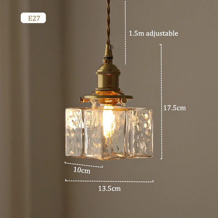 Rétro carré en verre pot suspension Vintage lampe à LED abat-jour lustre pour salle à manger chambre Table de chevet éclairage créatif
