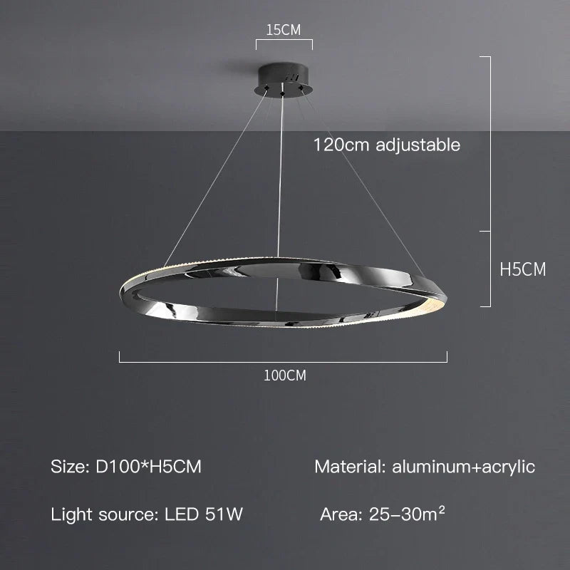 suspension led moderne avec design artistique et télécommande