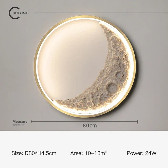 applique murale led en résine design nordique lune