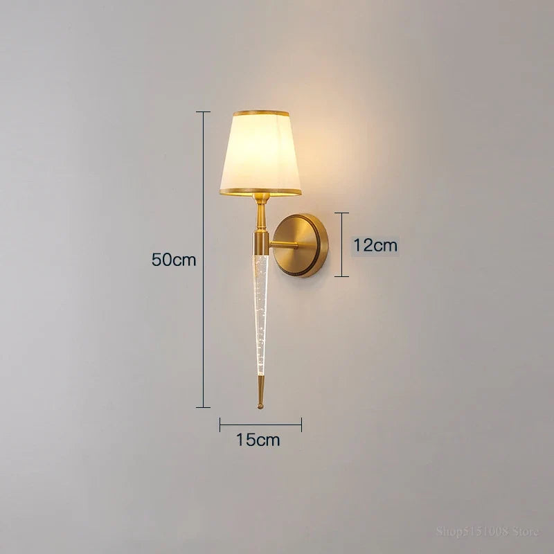 Applique américaine rétro lumière simple lampes en cristal lampe de chevet classique salon décor allée lumières TV fond applique murale