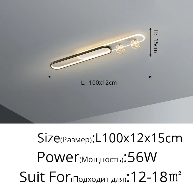 lustre moderne de luxe simple étoilé longue bande encastrée