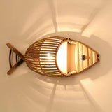 applique murale décorative rétro en bambou tissé poisson pour café et hôtel