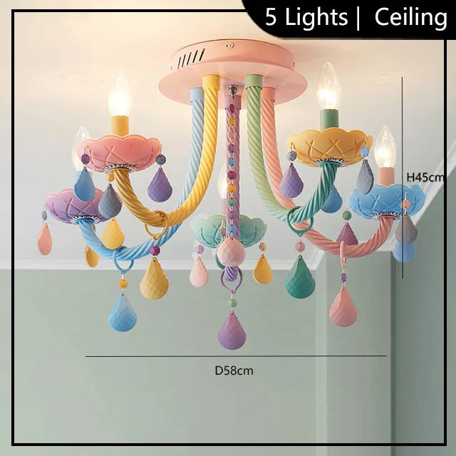 lustre arc-en-ciel pour enfants style macarone kawaii led