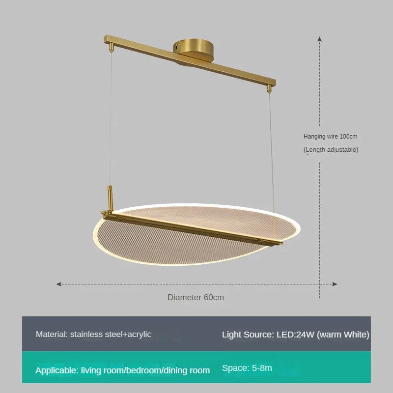 lustre rectangulaire réglable en acrylique pour éclairage créatif