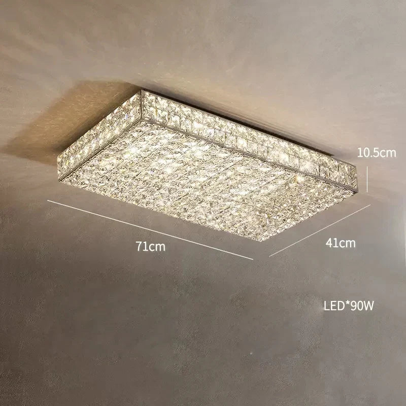 plafonnier led art déco carré cristal design moderne élégant