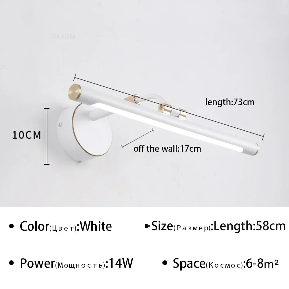 applique miroir à led moderne éclairage minimaliste rétractable intérieur