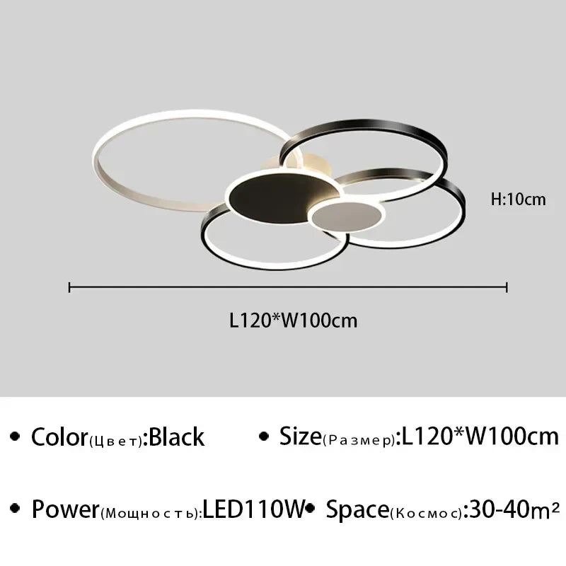 plafonnier Anneau moderne LED Simple variateur intelligent pour chambre à manger salon Hall éclairage intérieur
