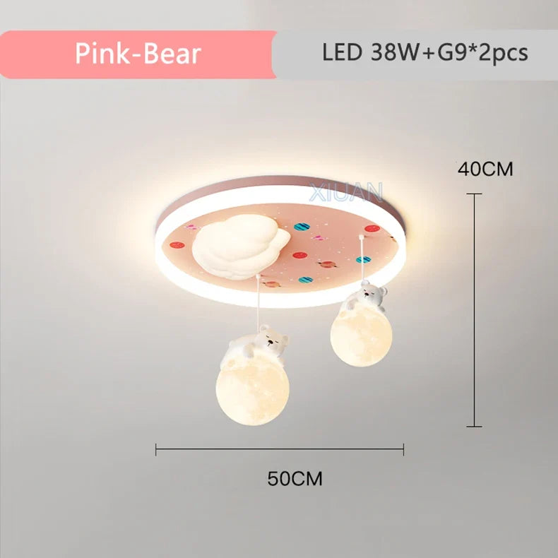 lustre led pour enfants avec motif ours et lapin