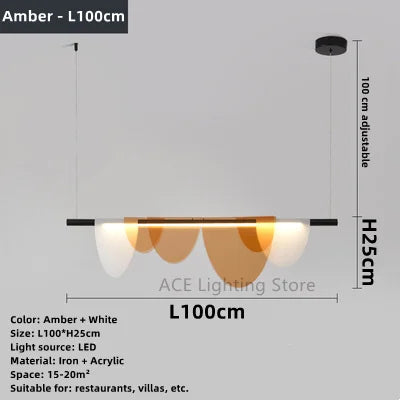 Lustre acrylique moderne nordique Led en verre coloré