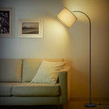 Lampadaire arc en métal noir et abat-jour en lin — Arceau