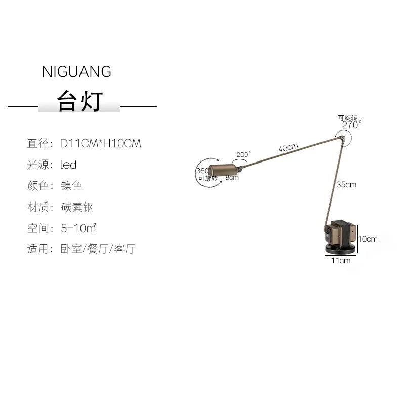 lampadaire à moteur à intensité variable design italien avec bras pivotant