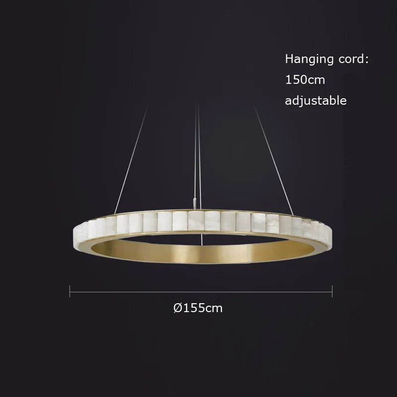 suspension ronde en marbre et acier inoxydable élégant