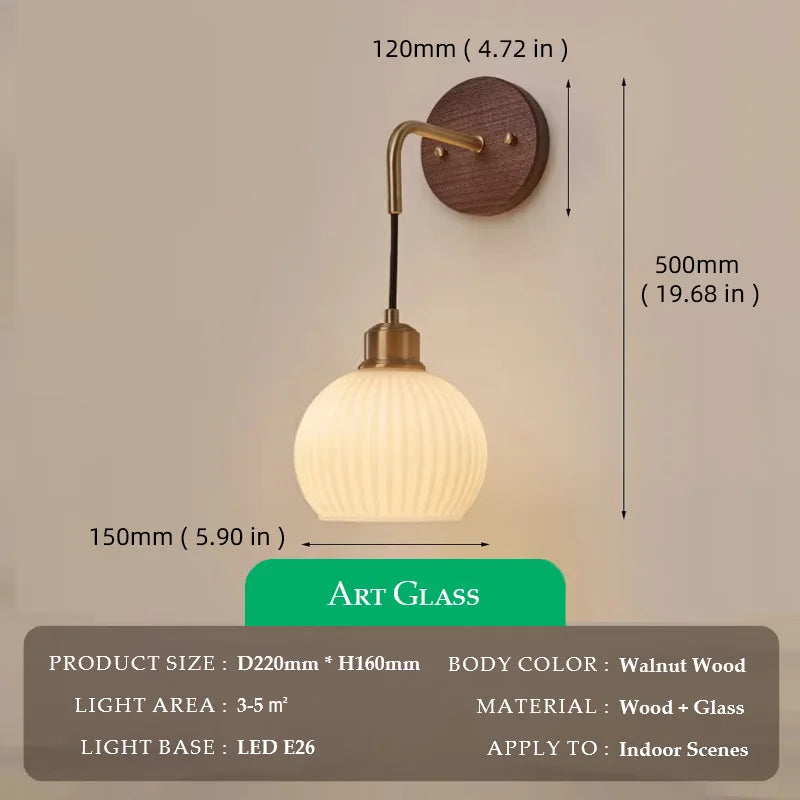 Walnut Wood Wall light, Wabi-sabi Modern style, Wall Sconces for Bedroom, Living, Corridor, Aisle balcony, Entrance Hall