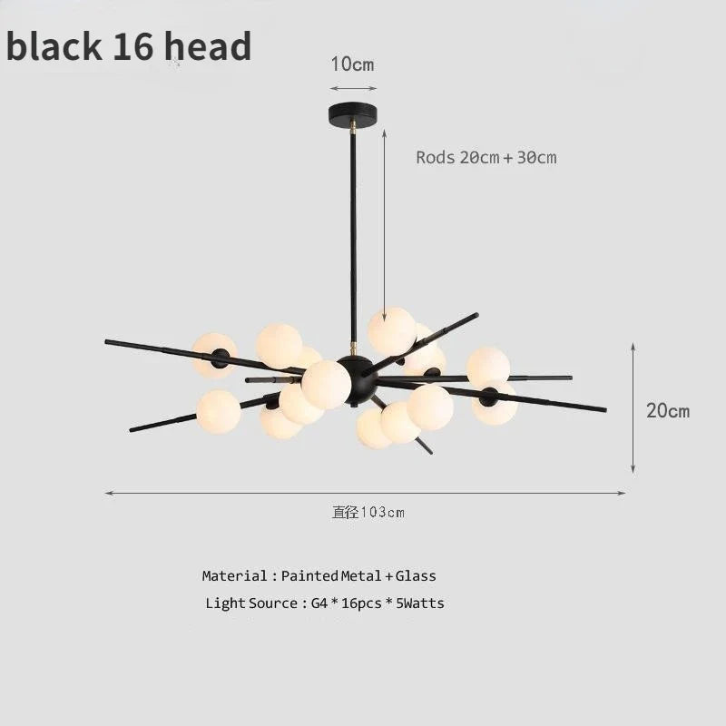lampe moderne simple en cuivre décoration moléculaire nordique