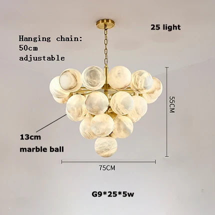 lustre moderne en marbre doré et noir pour éclairage élégant