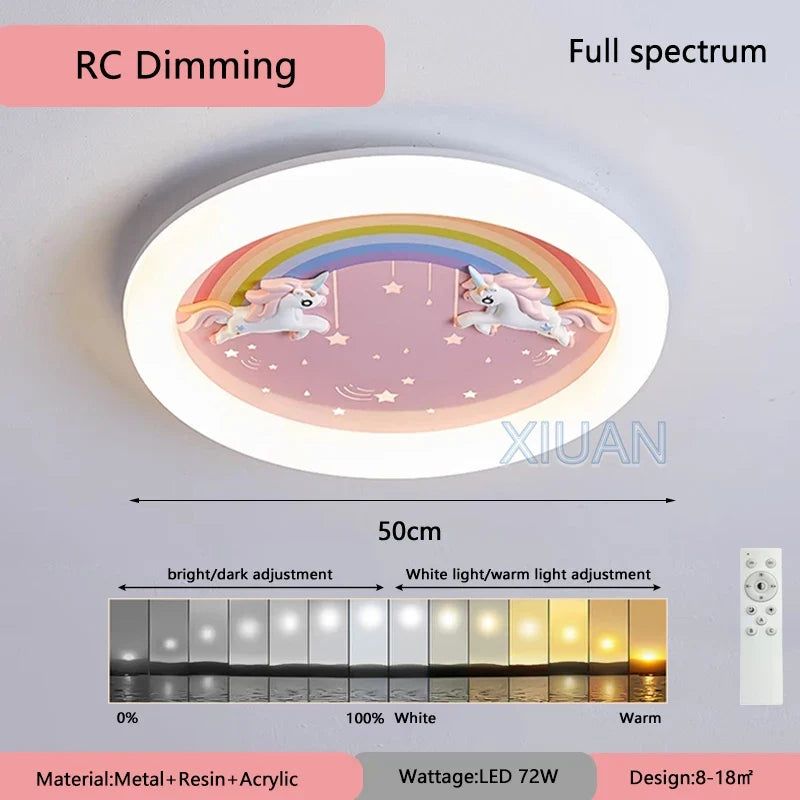 lustre nuage arc-en-ciel avec cheval pour chambre d'enfant