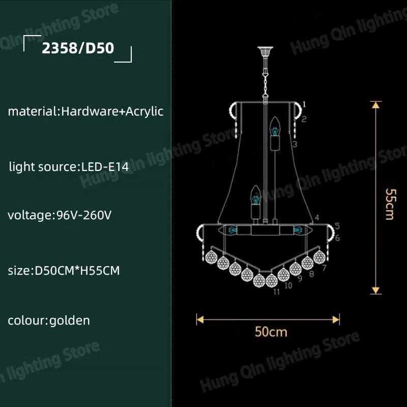 suspension en cristal moderne pour décoration intérieure élégante