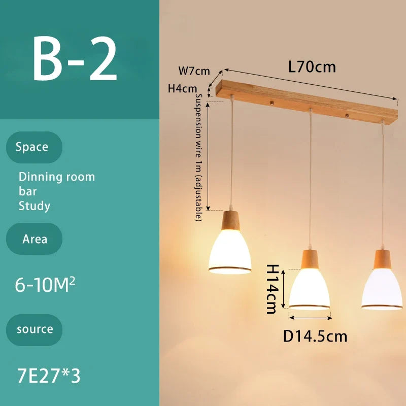 lustre en bois massif et verre luminaire suspendu