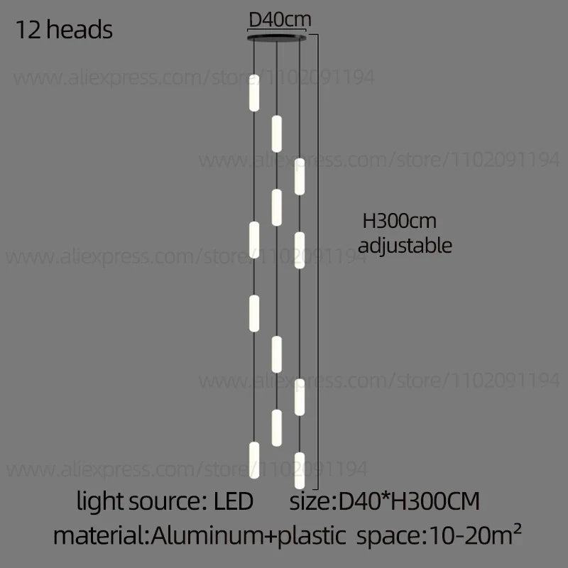 lustre led nordique pour escalier duplex penthouse villa