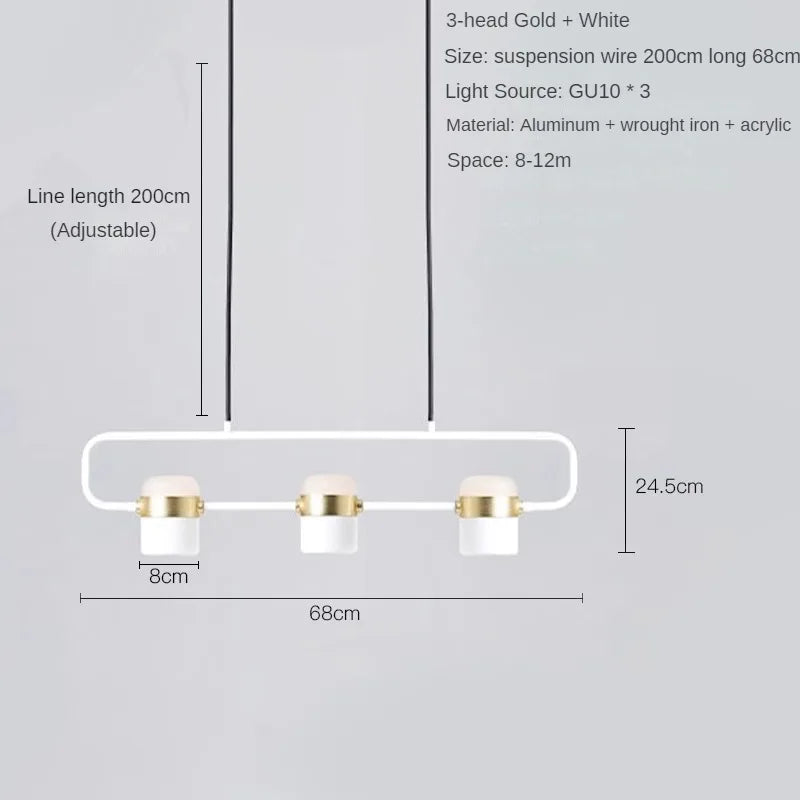 Nordic Designer Strip Restaurant Chandelier Minimalist Creative Bar Table Lamp, Bedroom Bedside Decoration Small GU10 Chandelier