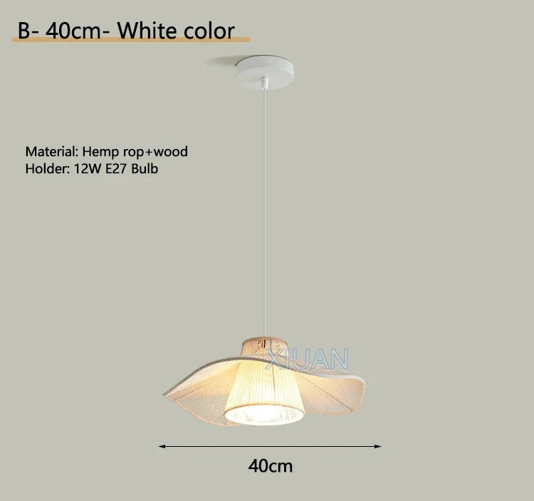 lustre suspendu wabi-sabi en corde de chanvre