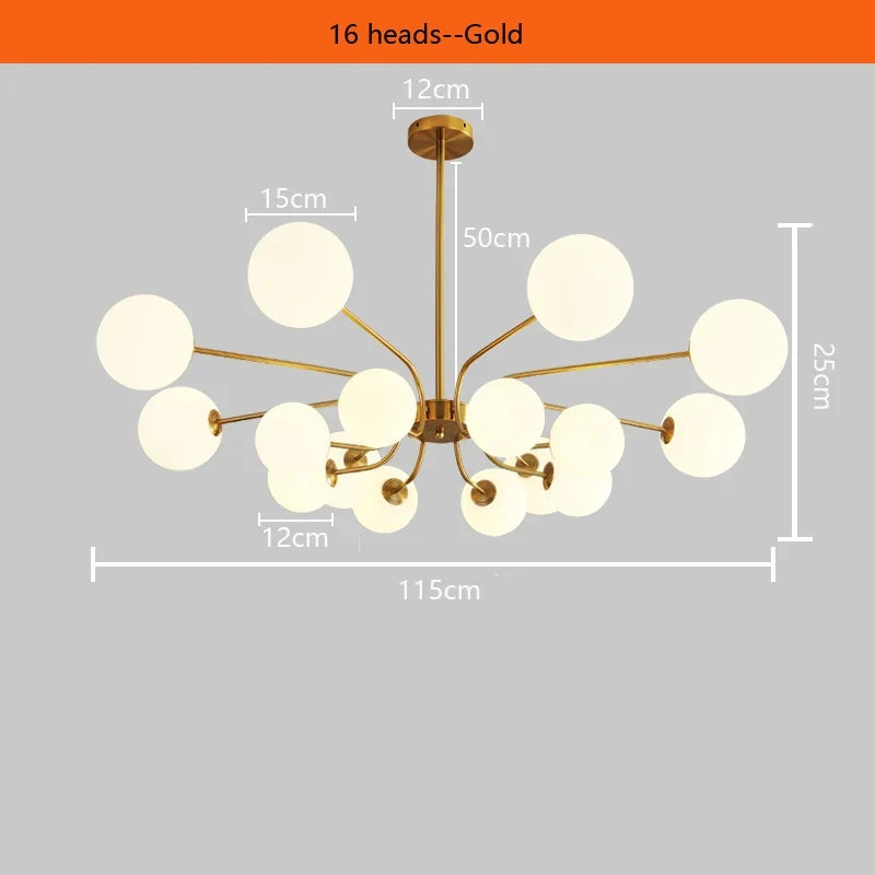 suspension en métal chromé avec boule de verre décorative