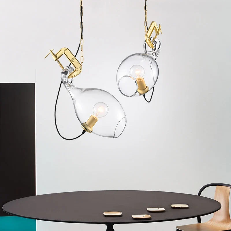 lustre moderne en verre pour bar et salon design
