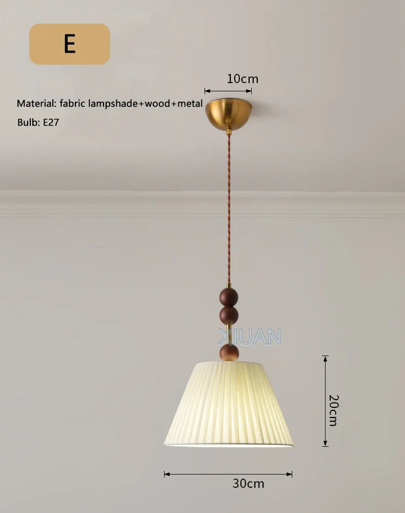 lustre suspendu rétro wabi-sabi en lin pour décoration médiévale