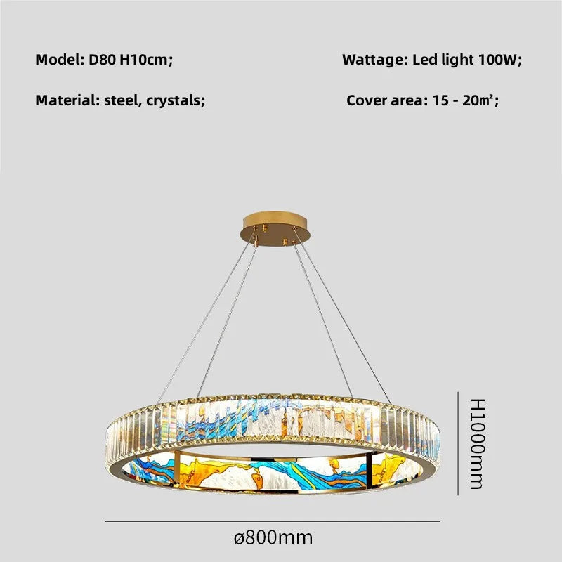 lustre led dimmable moderne en acier cercle décoratif