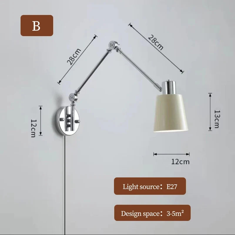 applique murale télescopique moderne bras basculant lampe rotative