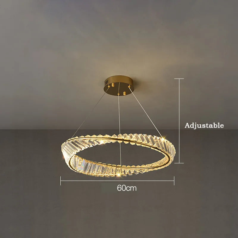 suspension moderne en aluminium et cristal led