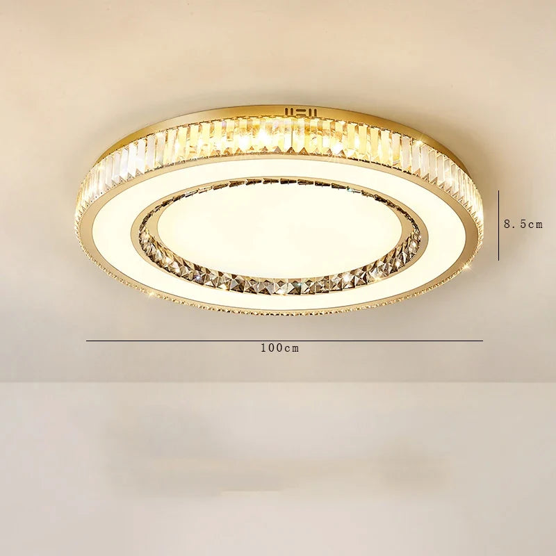 lustre de luxe moderne en verre de cristal led rond
