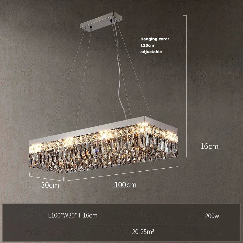 lustre led dimmable rond rectangulaire en cristal