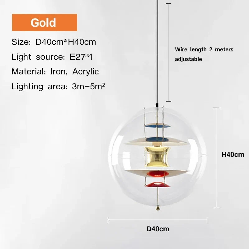 lustre moderne acrylique led danois art planète suspension