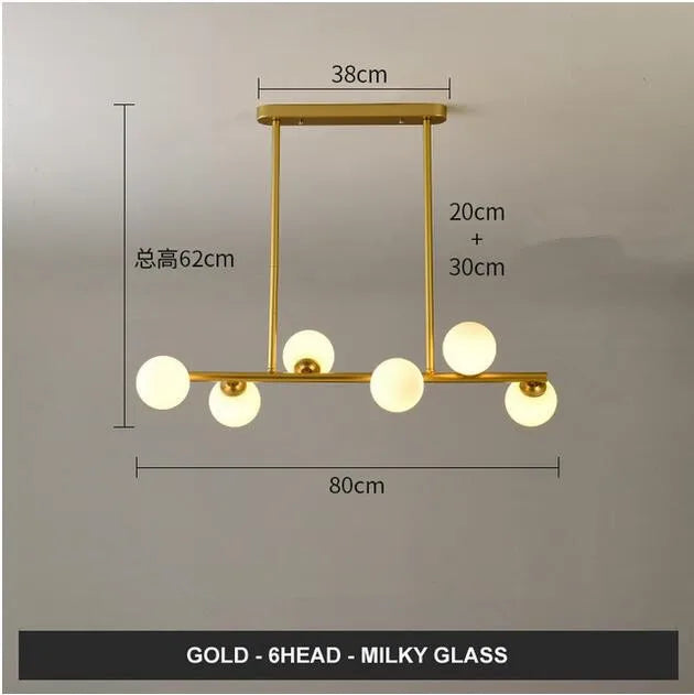 Lustre design boules de verre horizontales