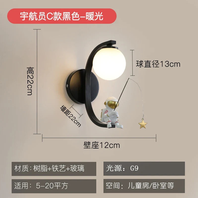 applique murale dessin animé astronaute lampe led pour enfants