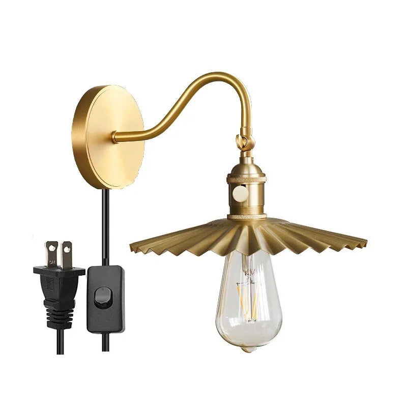 applique murale moderne iwhd en cuivre avec chaîne edison led réglable