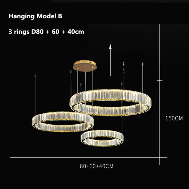 lustre moderne en cristal rond à led avec intensité variable