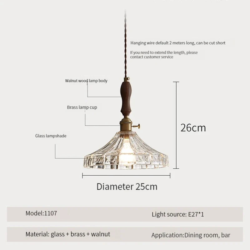 suspension luminaire moderne en bois verre et laiton