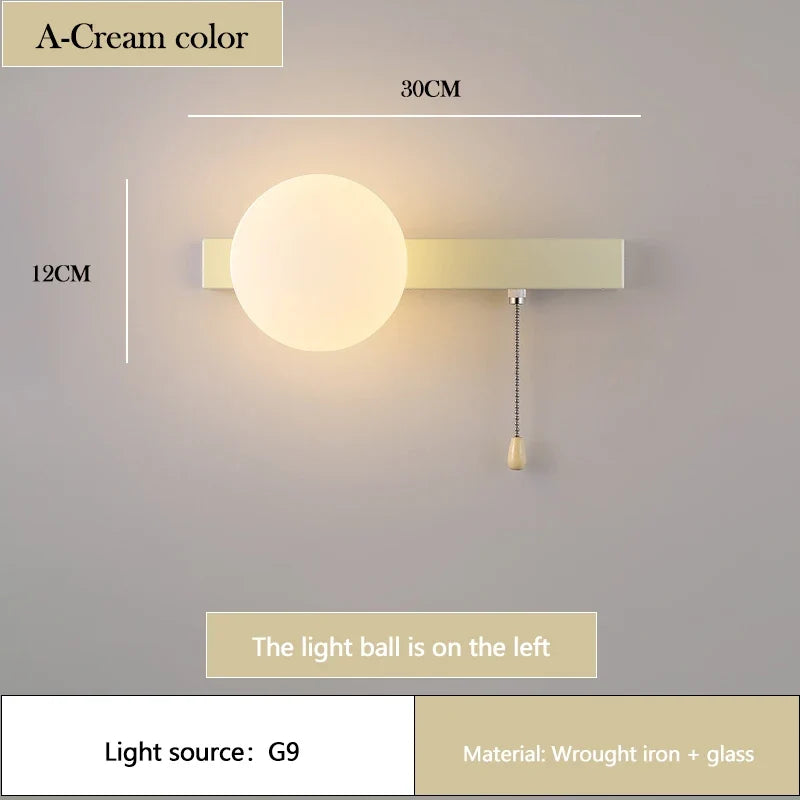 applique murale moderne à led avec interrupteur en verre pour chambre d'enfant