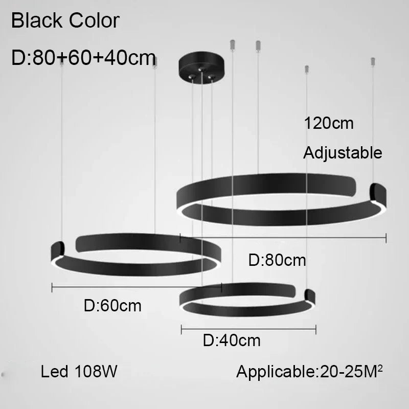 lustre à anneau en c design allemand avec couleurs changeantes
