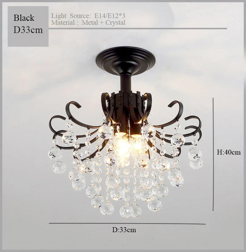 2024 Modern Crystal Chandelier Creative Design Black/Gold Corridor Ceiling Lamp Applicable To Porch Restaurant Lamps