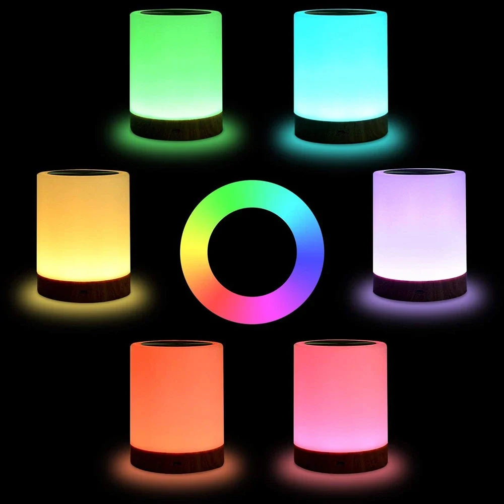 Lampe tactile LED veilleuse pour chambres à coucher salon Table Portable lampes de chevet Rechargeable blanc chaud RGB lumière pour enfants cadeau