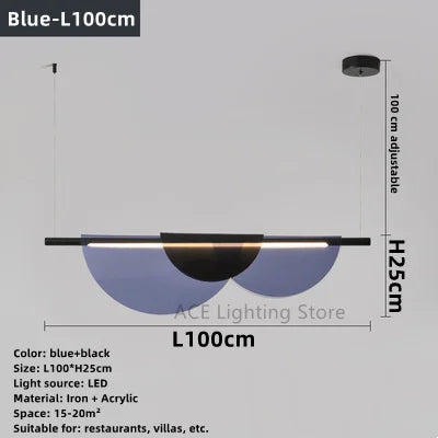 Lustre acrylique moderne nordique Led en verre coloré
